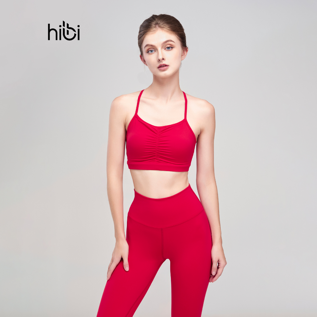 Set Đồ Tập Yoga Gym Hibi Sports H160 Kiểu Áo 2 Dây Nhún Giữa, Kèm Mút Ngực