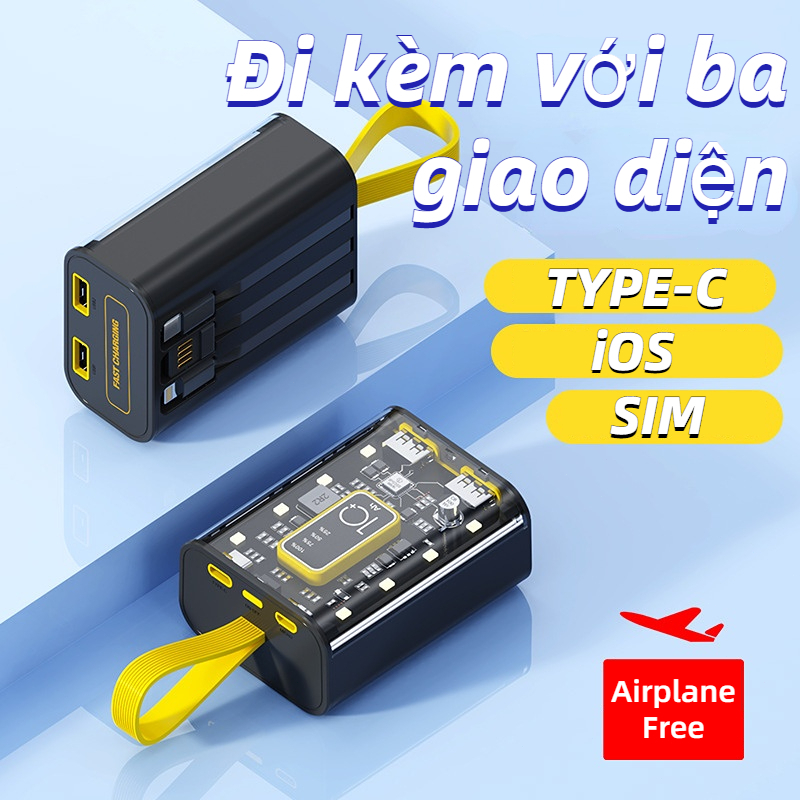 Sạc Dự Phòng 10000mAh Dung Lượng Lớn Trong Suốt Phong Cách Punk Cho Điện Thoại