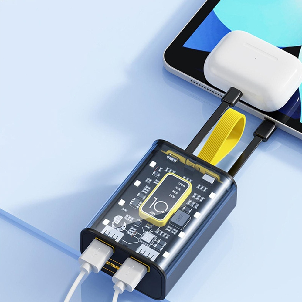 Sạc Dự Phòng 10000mAh Dung Lượng Lớn Trong Suốt Phong Cách Punk Cho Điện Thoại