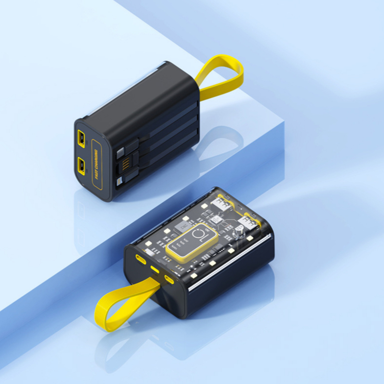 Sạc Dự Phòng 10000mAh Dung Lượng Lớn Trong Suốt Phong Cách Punk Cho Điện Thoại