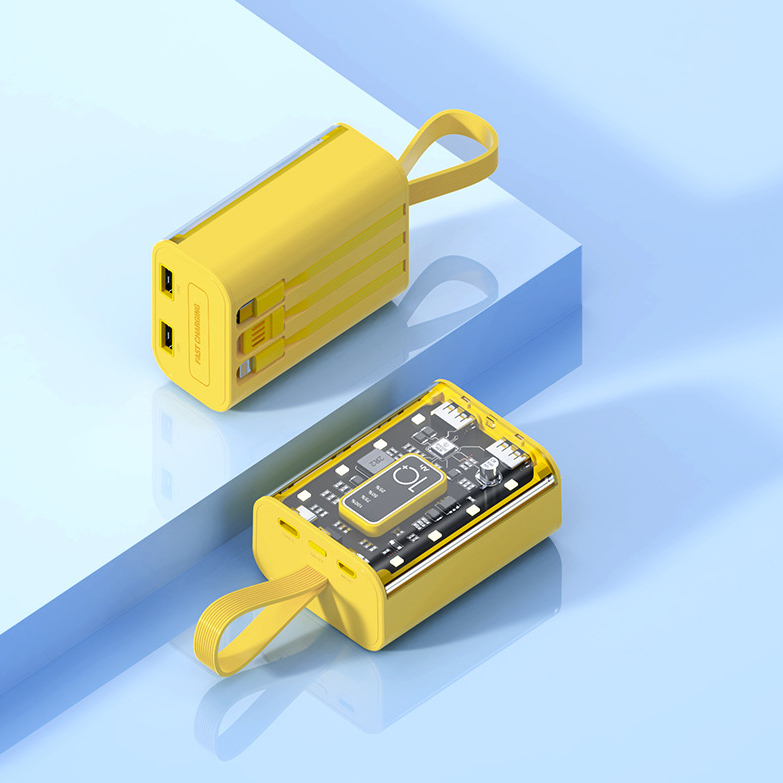 Sạc Dự Phòng 10000mAh Dung Lượng Lớn Trong Suốt Phong Cách Punk Cho Điện Thoại