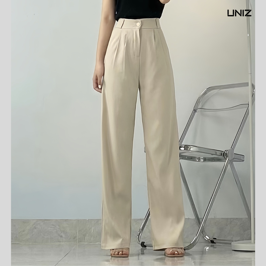 ( Ảnh thật ) Quần tây culottes nữ ống rộng dáng suông dài chất ruby cao cấp uniz - Quansuong213/P0K35