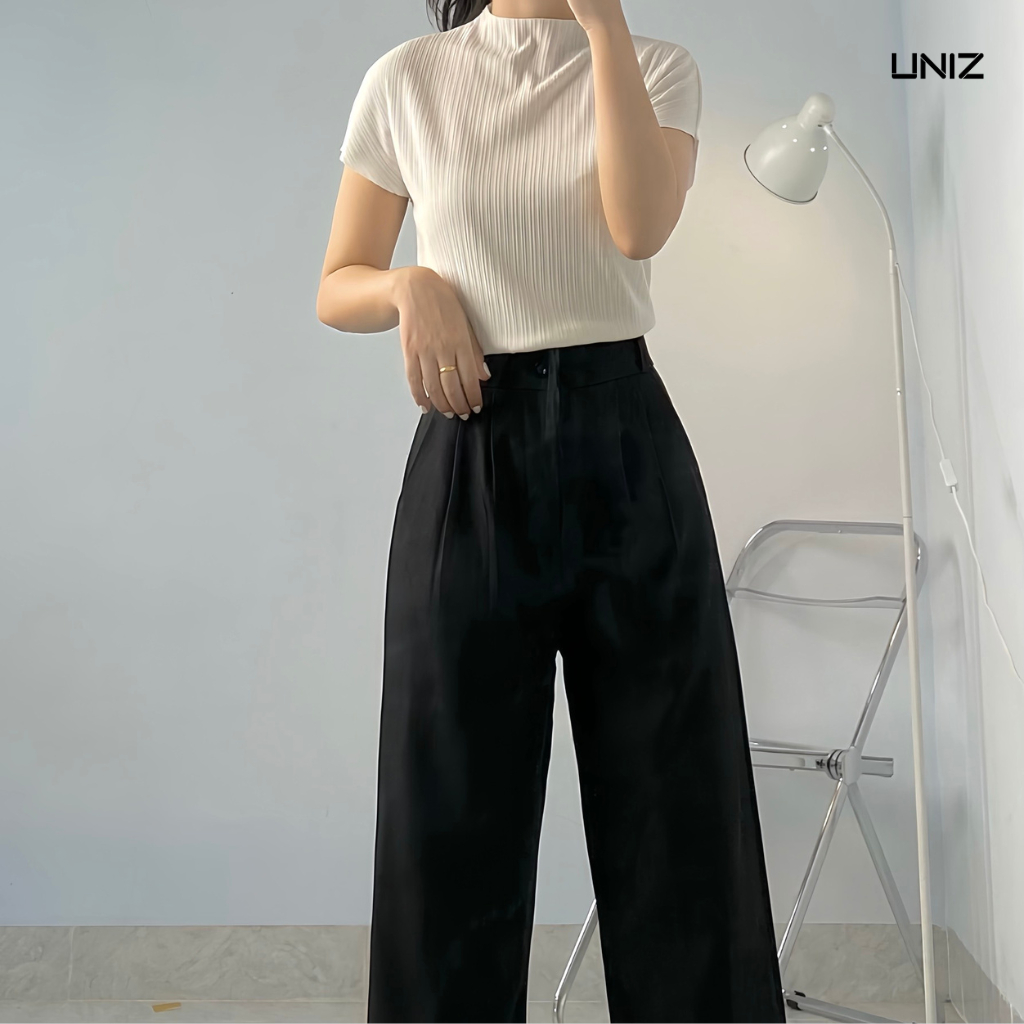 ( Ảnh thật ) Quần tây culottes nữ ống rộng dáng suông dài chất ruby cao cấp uniz - Quansuong213/P0K35