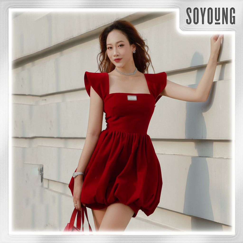 Váy nữ thiết kế dự tiệc công sở sang chảnh sang trọng LARVA chất liệu nhung SOYOUNG - VSY191018ND