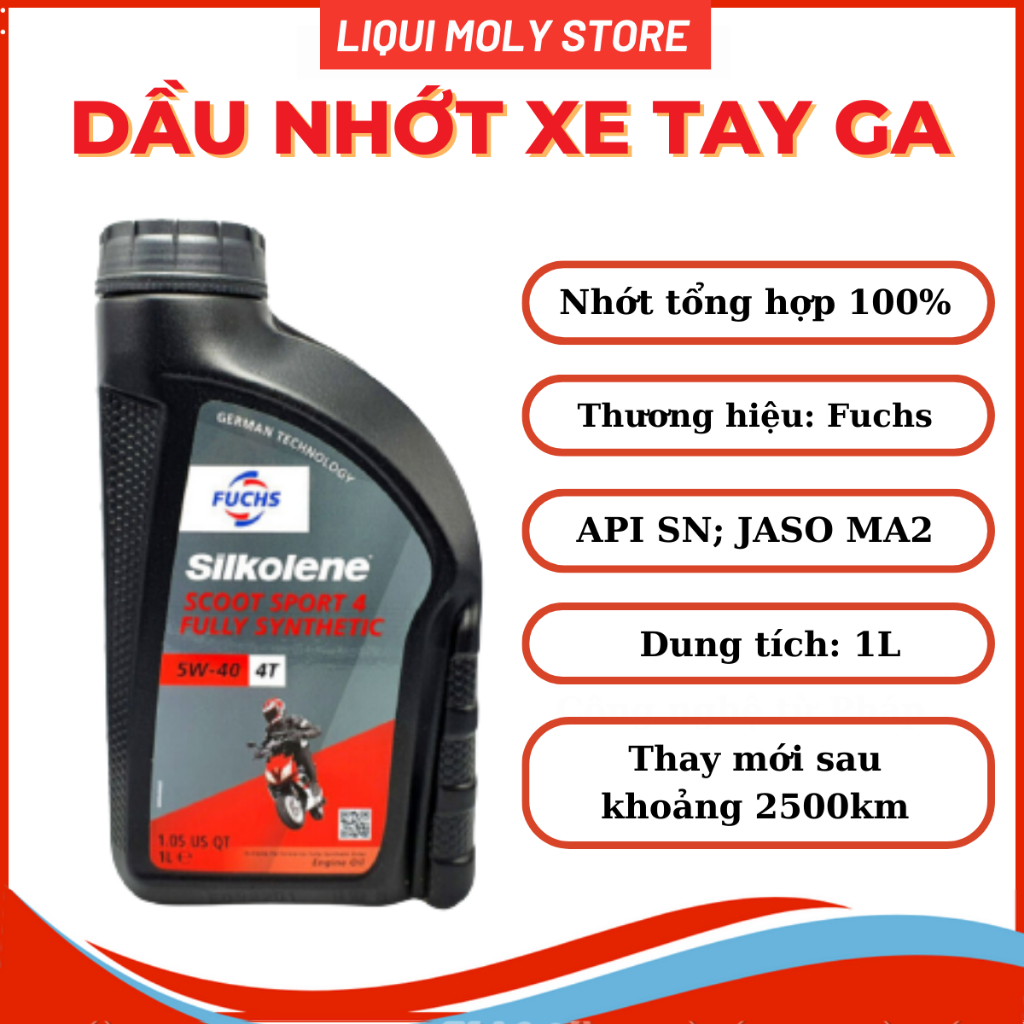 Nhớt tổng hợp cho xe tay ga Fuchs Scoot Sport 5W40 1L - Sản xuất tại Anh