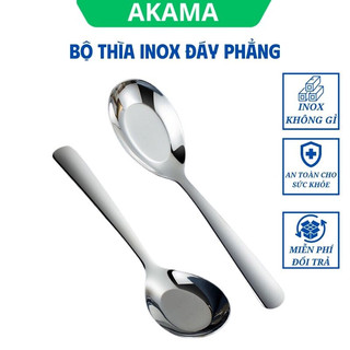 Thìa inox, muỗng ăn cơm CANYU, cán dày đáy phẳng sáng bóng dài 16cm/18cm