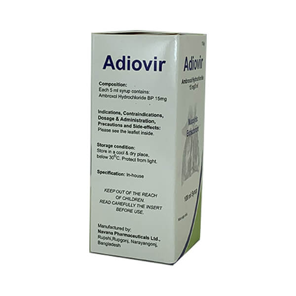 Adiovir Ambroxol chai 100ml giúp Long đờm, loãng đờm nhập khẩu Bangladesh