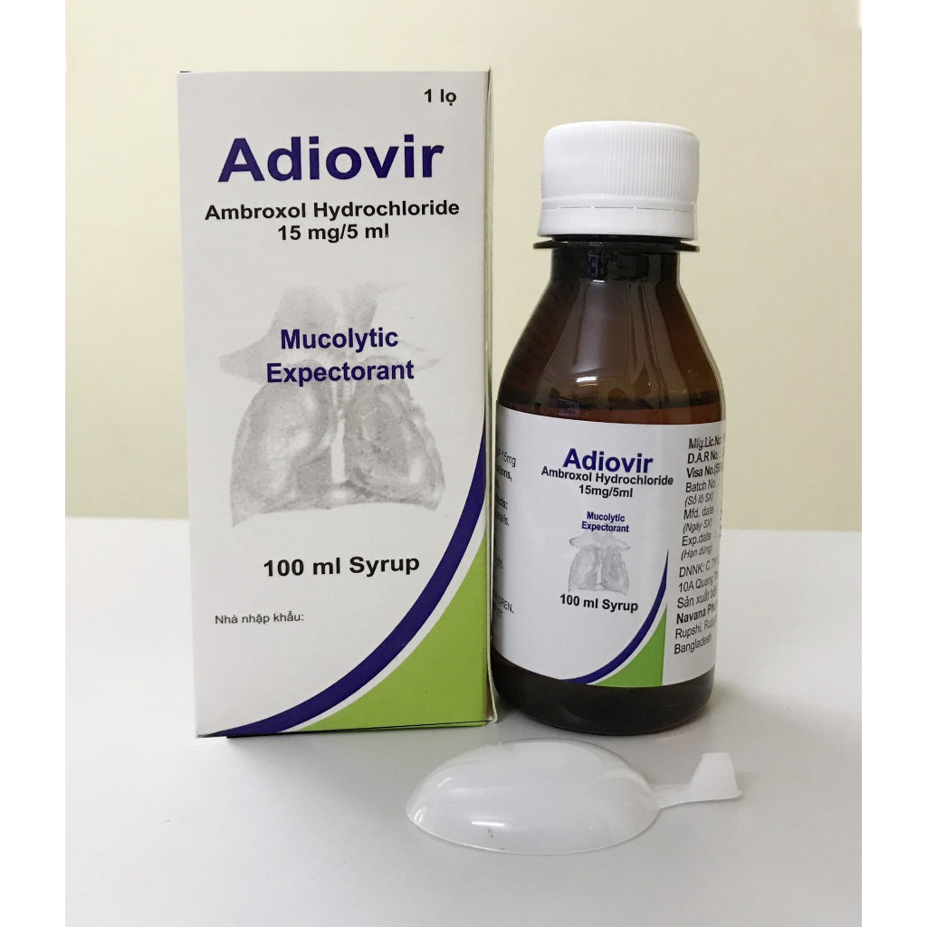 Adiovir Ambroxol chai 100ml giúp Long đờm, loãng đờm nhập khẩu Bangladesh