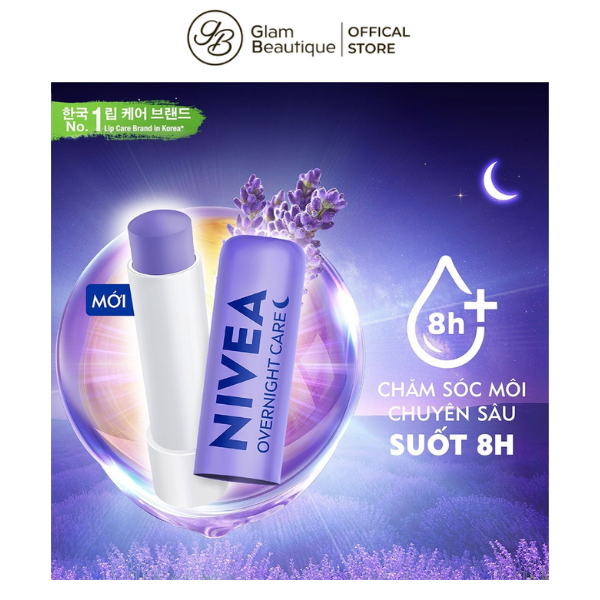 Son Dưỡng Môi Ban Đêm Overnight Care Lavender Nivea 4,8g Glam Beautique