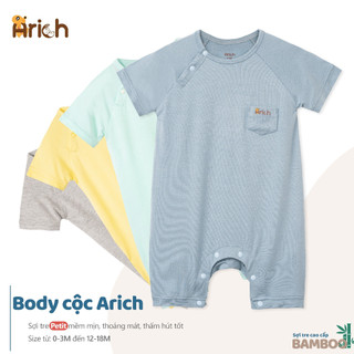 Bộ Body cộc trơn Arich vải sợi tre mềm mát, an toàn size từ newborn - 18M