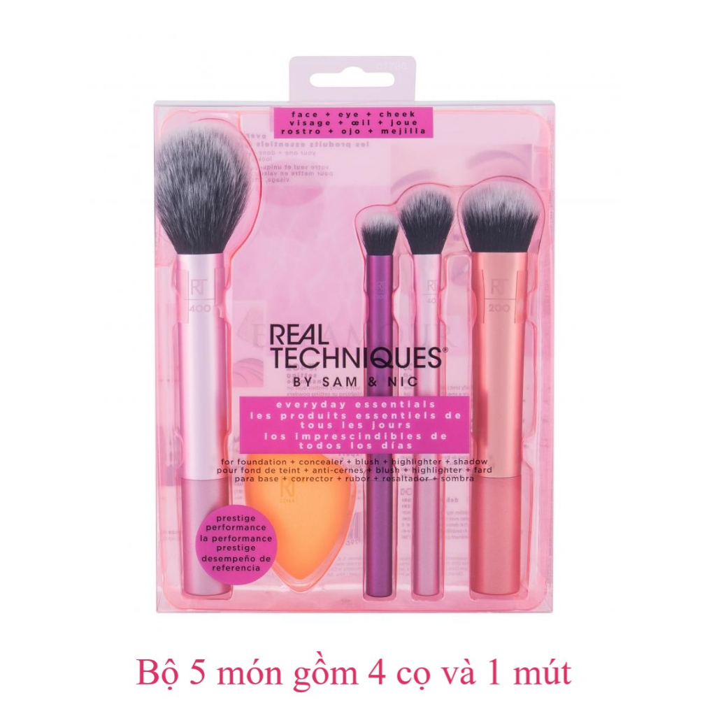 Bộ Cọ Và Bông Mút Trang Điểm Real Techniques Everyday Essentials