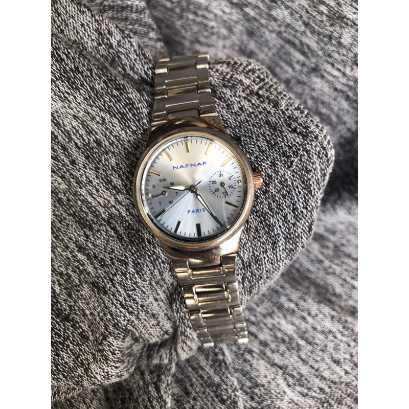 Đồng hồ nữ NAFNAF 5 kim mặt xanh dây thép