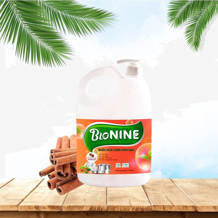 Nước rửa chén sinh học Bio nine hương Quế 1,6kg