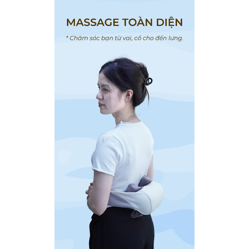 Máy Massage Cổ Vai Gáy BUMAS M3, Massage 2 chế độ, 2 mức, 2 tốc độ, Massage toàn diện từ cổ vai gáy đến thắt lưng, đùi