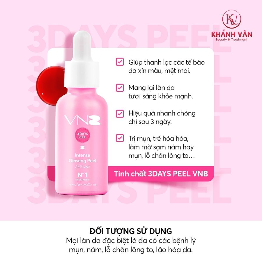 Tinh Chất Peel 3 Day VNB Serum Peel Da Giảm Mụn Xóa Mờ Thâm Nám Xạm Da