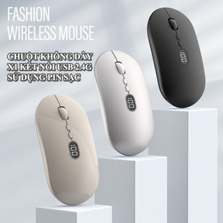 Chuột không dây FREEWOLF X1 kết nối USB 2.4G sử dụng pin sạc cổng Type-C kèm theo màn hình led mini báo dung lượng pin