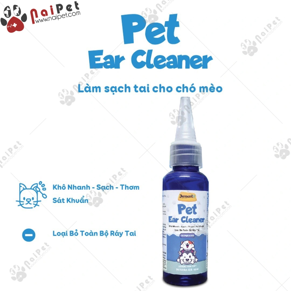 Nước Rửa Tai Vệ Sinh Tai Cho Chó Mèo Pet Ear Cleaner Jensent 50ml