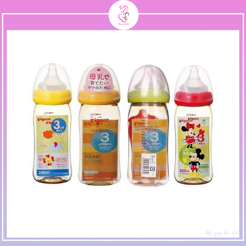 Bình Sữa Pigeon Nội Địa Nhật 160ml 240ml cho bé, bình sữa pigeon chính hãng núm siêu mềm