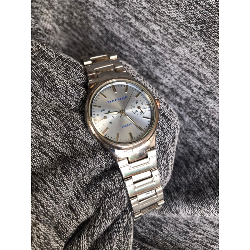 Đồng hồ nữ NAFNAF 5 kim mặt xanh dây thép