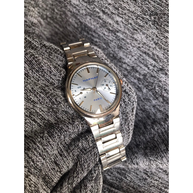 Đồng hồ nữ NAFNAF 5 kim mặt xanh dây thép