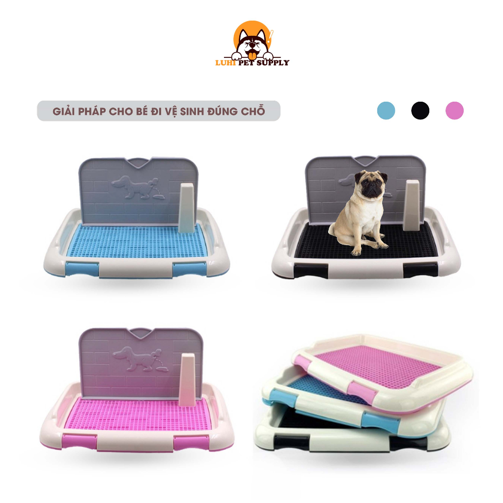 Khay vệ sinh cao cấp cho chó có tường và cọc size S, M