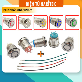 Nút nhấn kim loại 12mm Xanh lá, Vàng, Đỏ, Trắng, Xanh dương