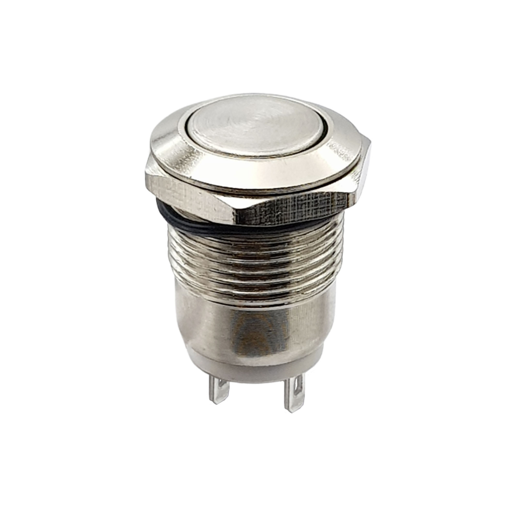 Nút nhấn nhả kim loại 12mm mặt phẳng / mặt lồi