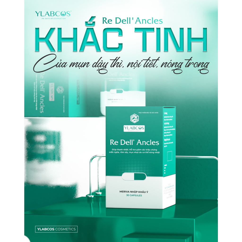 Viên uống ngừa mụn Re Dell’ Ancles Ylabcos Dr lacir chính hãng giúp thanh lọc cơ thể,cải thiện tình trạng mụn,hộp 30viên