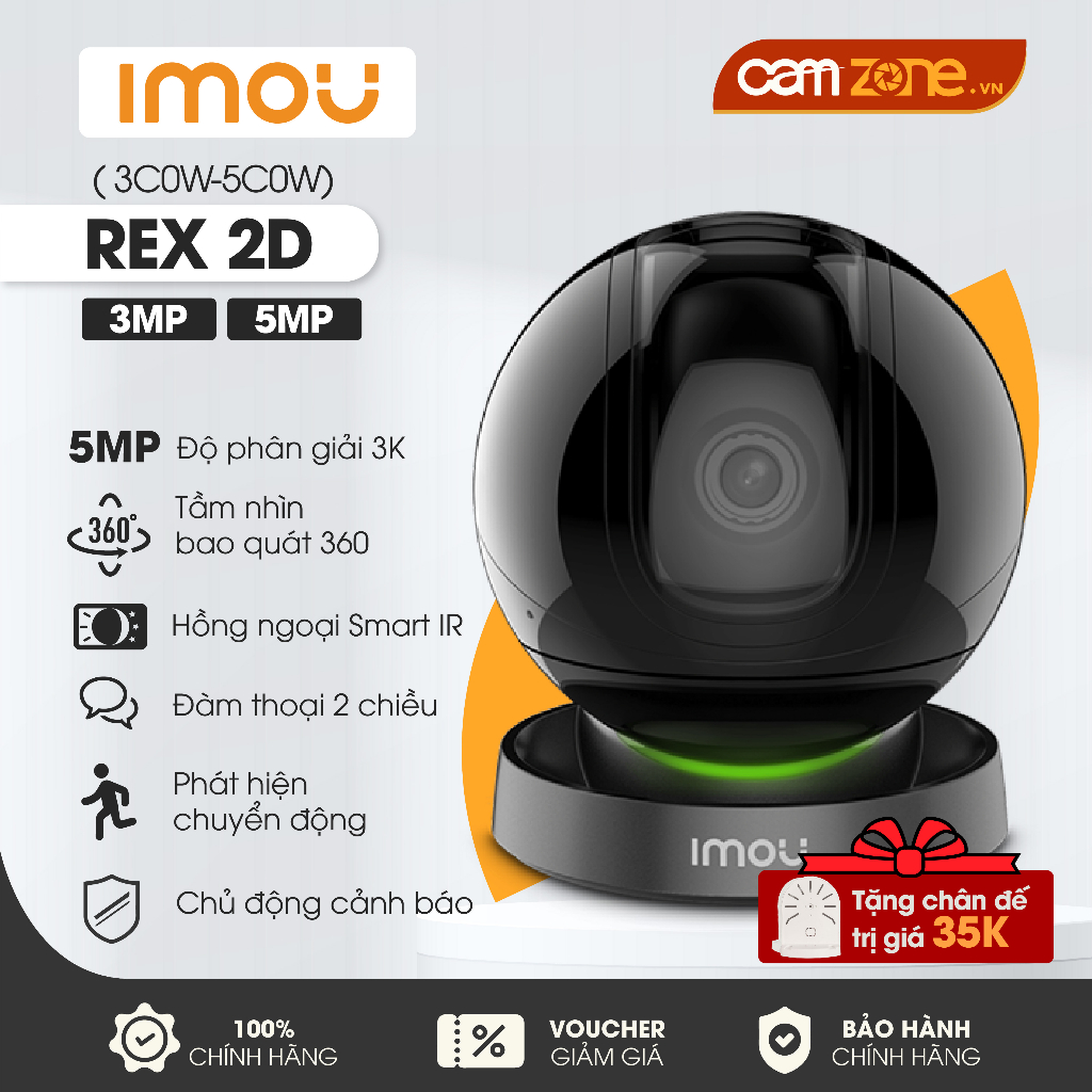 Camera Wifi Trong Nhà IMOU REX 2D 3MP 2K/5MP 3K (GK2DP)- Siêu Nét, Quay Quét 360 độ, Có Đàm Thoại, Phát Hiện Chuyển Động