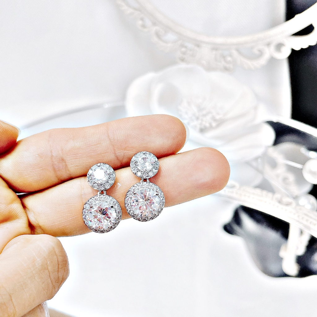 Khuyên Tai Cô Dâu Vòng Tròn Đính Hạt Tròn TROVO NHÀ NHÒ 1592