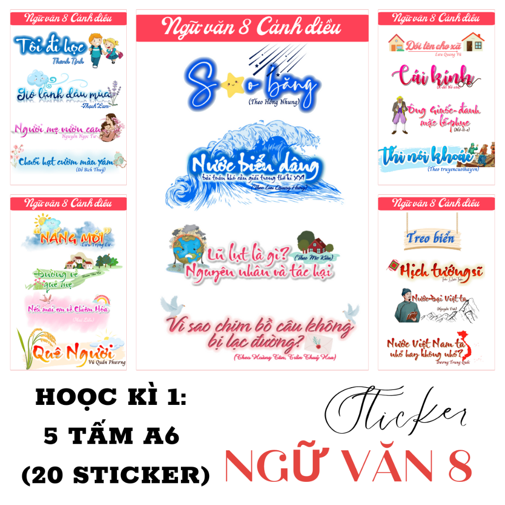 Sticker tiêu đề Ngữ Văn 8 Cánh Diều trọn bộ kì 1 và cả năm