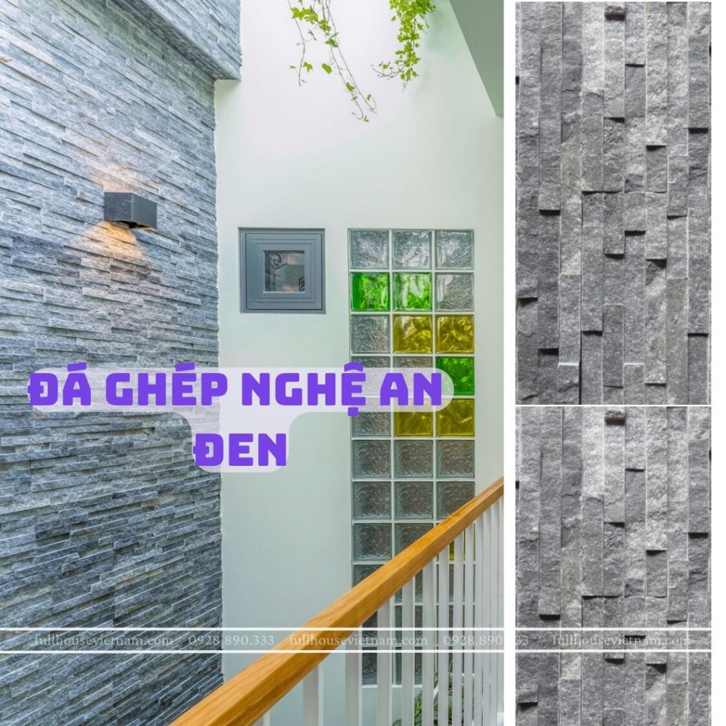 D GHÉP NGHỆ AN MÀU ĐEN 100X500MM ỐP TƯỜNG SÂN VƯỜN, TIỂU CẢNH, TIỂU CẢNH,...