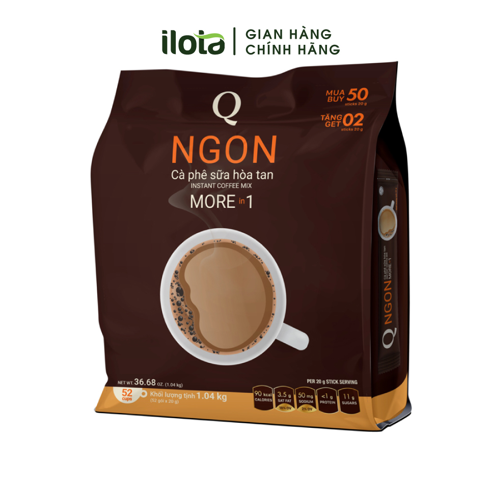 Thùng cà phê sữa hòa tan NGON Trần Quang 10 bịch x 52 gói hoặc 21 bịch x 24 gói