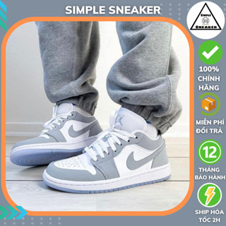 Giày Nike Jordan 1 Low Wolf Grey Chính Hãng 🔴SIMPLE SNEAKER🔴 Jordan 1 Cổ Thấp Màu Xám Nam Nữ Thời Trang DC0774-105