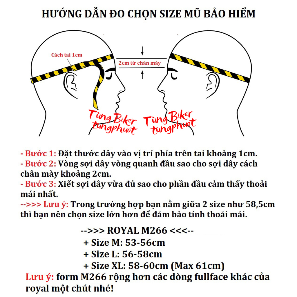 Mũ Bảo Hiểm Full face 2 Kính ROYAL M266 Màu Đen Trơn