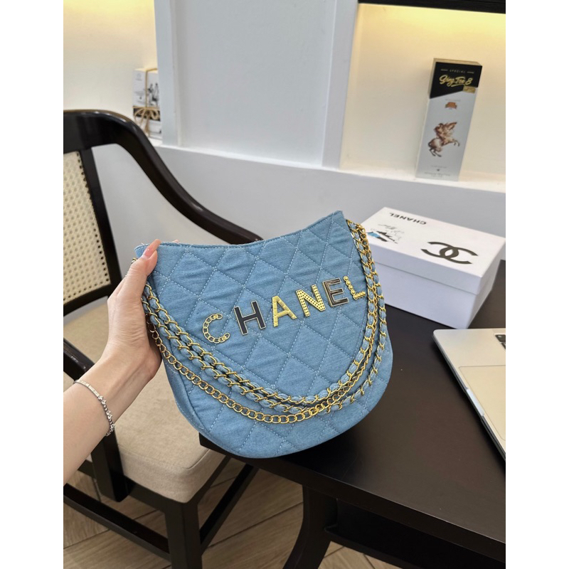 Túi Y Dáng Bầu lót nhung sz 23cm da mềm xích nặng tay