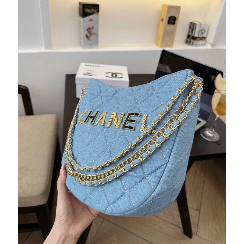 Túi Y Dáng Bầu lót nhung sz 23cm da mềm xích nặng tay