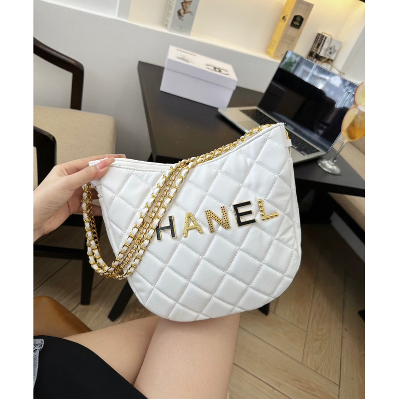 Túi Y Dáng Bầu lót nhung sz 23cm da mềm xích nặng tay