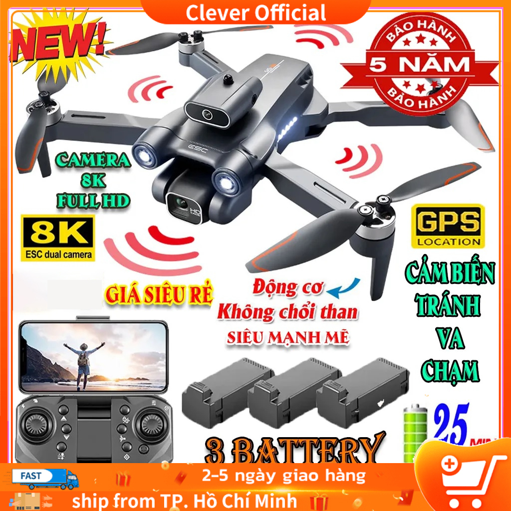 Play cam camera 8K S1S PRO, Flycam mini tốt hơn flycam f11s pro 4k, không chổi than cảm biến chống va chạm