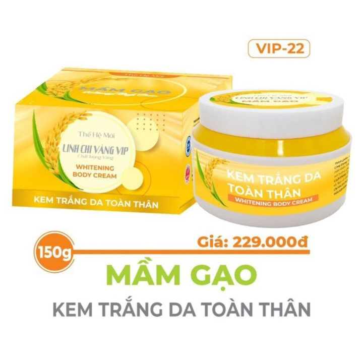 Kem dưỡng trắng da body mầm gạo Linh Chi vàng 150g