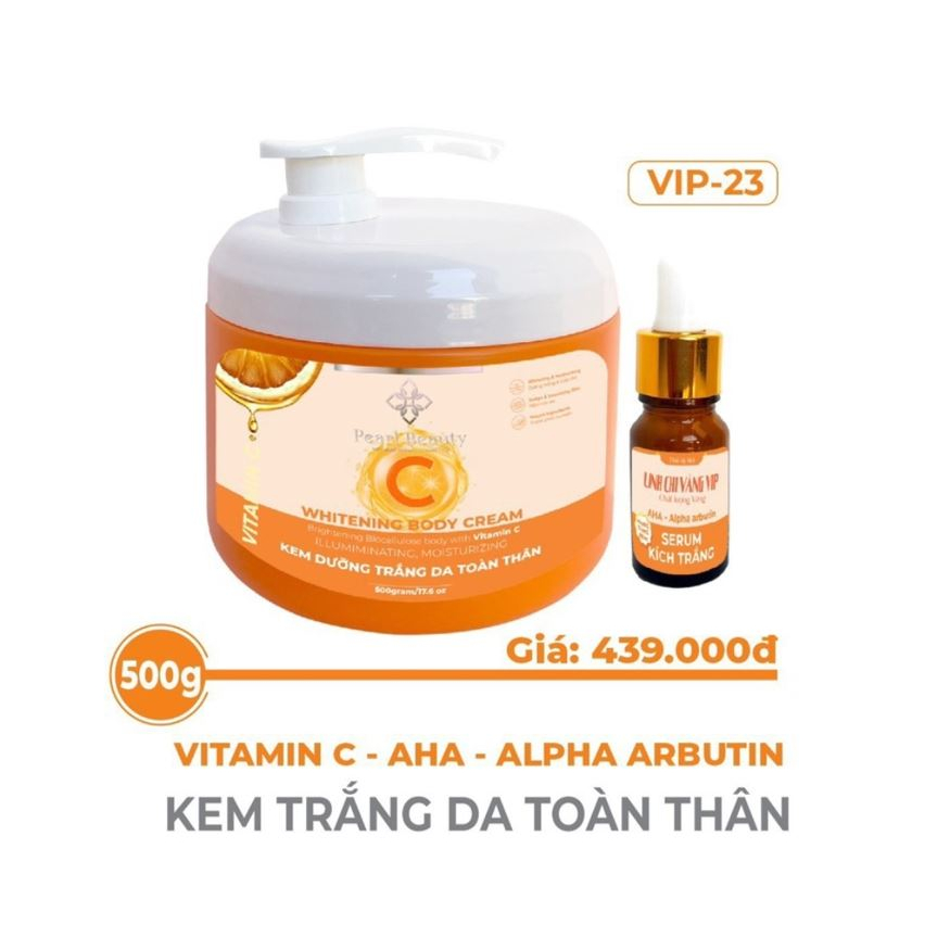 Kem dưỡng trắng da body Vitamin C Linh Chi vàng 500g