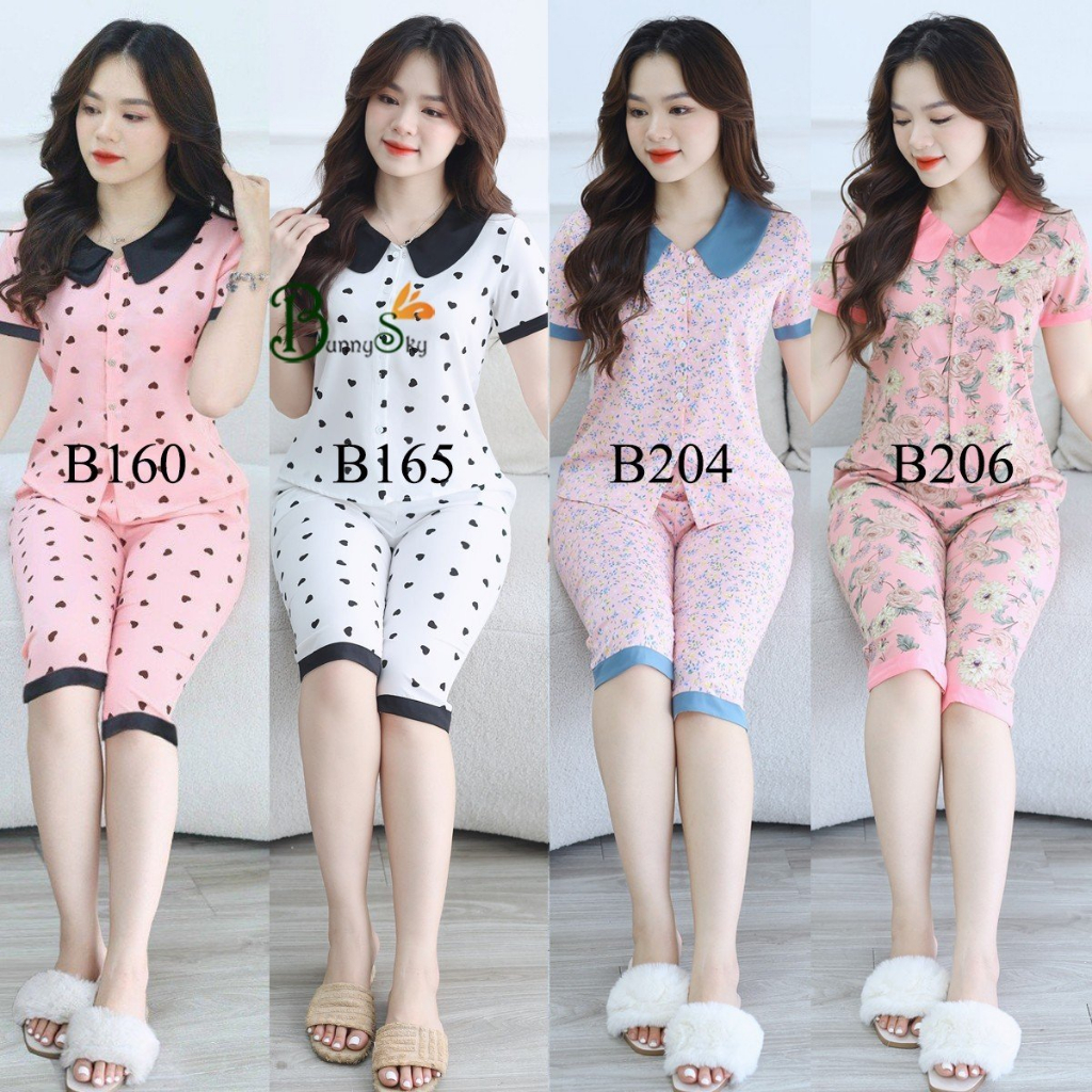 Đồ bộ nữ mặc nhà 6 màu, quần áo mẫu lửng chất liệu lụa mềm mát