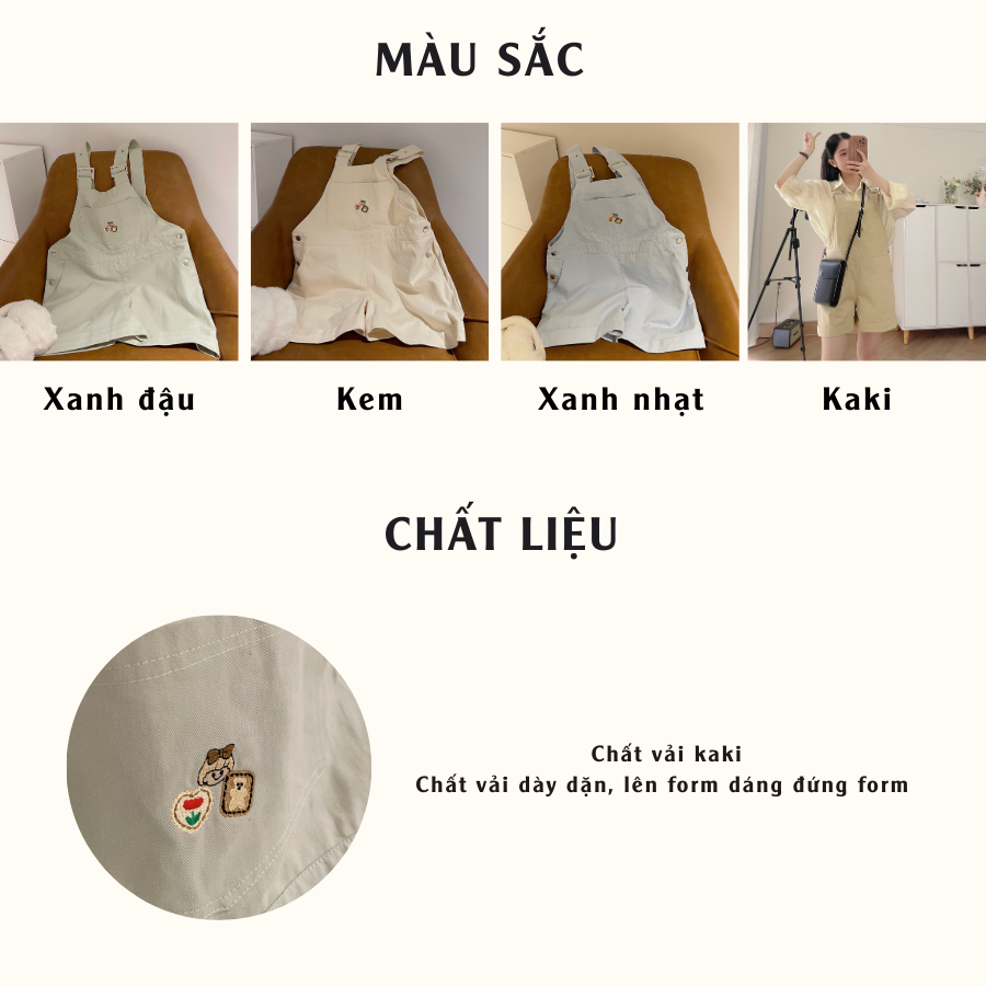 Yếm quần shorts nữ chất vải kaki RANI 7208 - Jemcloset