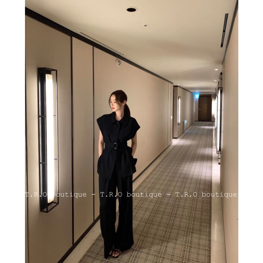 Set thô đũi thắt eo phong cáchmenswear cực sang chảnh hút mắt hàng QCCC