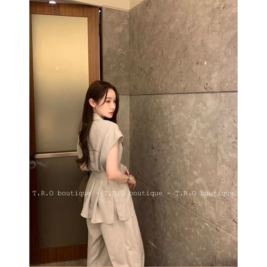 Set thô đũi thắt eo phong cáchmenswear cực sang chảnh hút mắt hàng QCCC