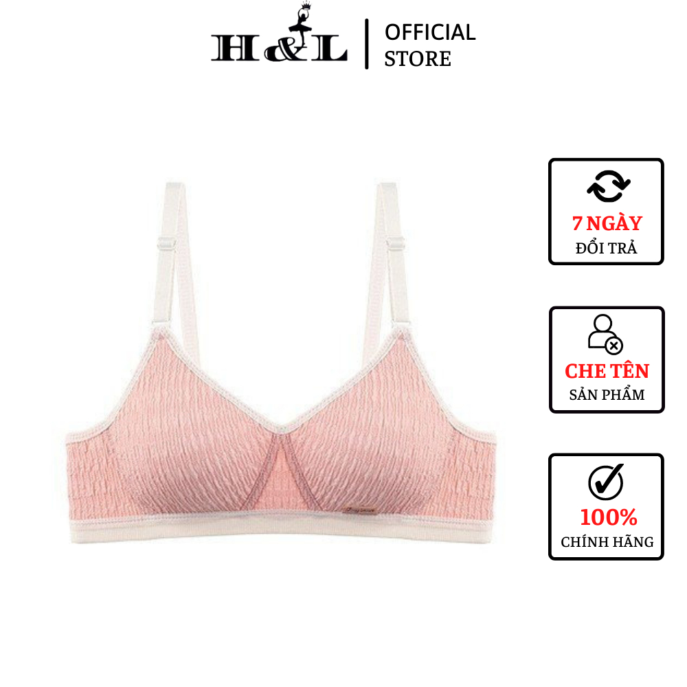 Áo ngực không gọng cotton đũi, mút mỏng nhẹ thoải mái, 3 nấc cài HL BOUTIQUE A303