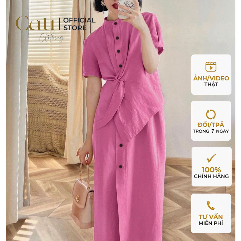 Set đầm linen 3 màu tiểu thư sang chảnh 2309