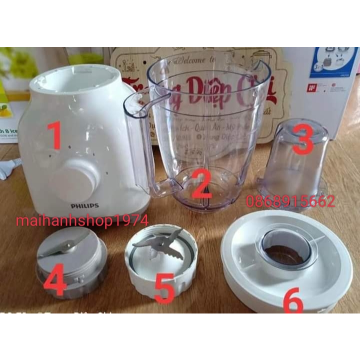 Phụ kiện chính hãng máy xay sinh tố Philips HR2100 HR2108 HR2102 HR2104 HR2113 HR2114 HR2901, HR2904