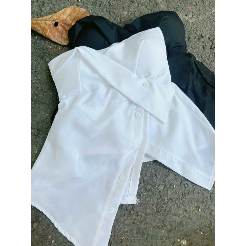 Áo Ống Vạt Chéo Xẻ Nút Có Mút