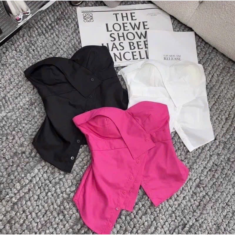 Áo Ống Vạt Chéo Xẻ Nút Có Mút